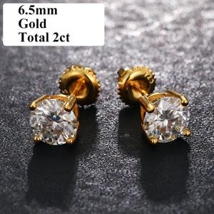 Certified 2ct Total Moissanite Diamond Stud Earrings